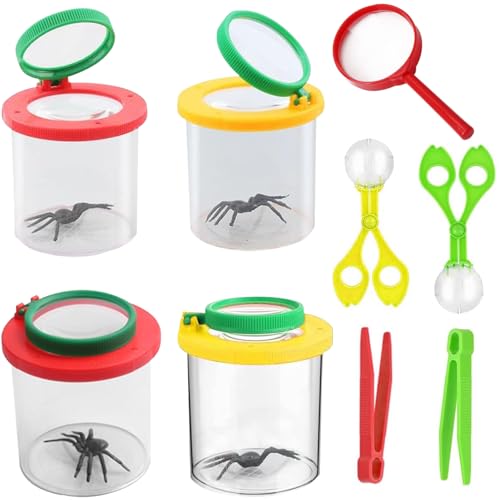 Abiemuce 9 Stück Becherlupen für Kinder, Lupenglas für Kinder, Becherlupe Set mit 4 Becherlupe-box, Lupe, 2 Pinzette und 2 Insektenfänger Scherenzange, für Kinders Outdoor Wissenschaft Natur Erkundung Abiemuce 9 Stück Becherlupen für Kinder, Lupenglas für Kinder, Becherlupe Set mit 4 Becherlupe-box, Lupe, 2 Pinzette und 2 Insektenfänger Scherenzange, für Kinders Outdoor Wissenschaft Natur Erkundung von Abiemuce