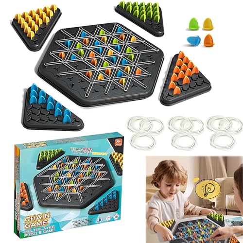 Abiemuce Triggle Spiel Gummibänder, Triggle Spiel, Kettendreieck Schachspiel für den Familienspieleabend, Ketten Dreieck Spiel für Kinder und Erwachsene, Spiel mit Gummibändern Dreieck - 2–4 Spieler Abiemuce Triggle Spiel Gummibänder, Triggle Spiel, Kettendreieck Schachspiel für den Familienspieleabend, Ketten Dreieck Spiel für Kinder und Erwachsene, Spiel mit Gummibändern Dreieck - 2–4 Spieler von Abiemuce