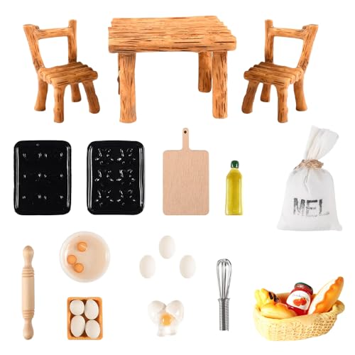 Abiemuce Wichtel Zubehör Backen, 25 Stücke Wichtel Zubehör, Miniatur Wichtel Zubehör, Miniatur Deko Tisch und Stühle, Eier, Nudelholz Mehlbeutel, Mini Puppenhaus Zubehör, Ideal Weihnachten Geschenk Abiemuce Wichtel Zubehör Backen, 25 Stücke Wichtel Zubehör, Miniatur Wichtel Zubehör, Miniatur Deko Tisch und Stühle, Eier, Nudelholz Mehlbeutel, Mini Puppenhaus Zubehör, Ideal Weihnachten Geschenk von Abiemuce