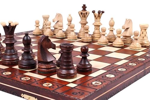 Abio Schachspiel Holz Schachbrett Hochwertig Klappbare Brettspiele Schach Spiel Reisespiele Set Spiele für Erwachsene Chess Board (AMBASADOR 55x55cm) von Abio