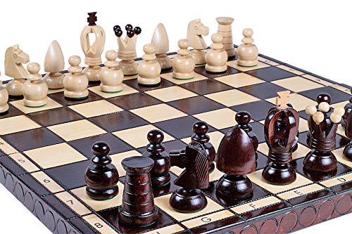 Abio Schachspiel KÖNIG Gross 44x44cm Holz Schachbrett Hochwertig Klappbare Brettspiele Schach Spiel Reisespiele Set Spiele für Erwachsene Chess Board KÖNIG Gross 111 von Abio