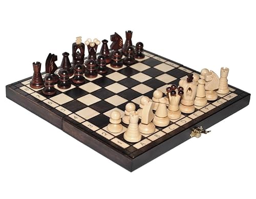 Abio Schachspiel KÖNIG KLEIN 30x30cm Holz Schachbrett Hochwertig Klappbare Brettspiele Schach Spiel Reisespiele Set Spiele für Erwachsene Chess Board KÖNIG KLEIN 113 von Abio