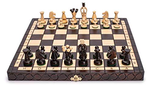 Abio Schachspiel KÖNIG MEDIUM 36x36cm Holz Schachbrett Hochwertig Klappbare Brettspiele Schach Spiel Reisespiele Set Spiele für Erwachsene Chess Board KÖNIG MEDIUM 112 von Abio