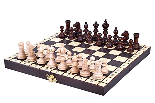 Abio Schachspiel Holz Schachbrett Hochwertig Klappbare Brettspiele Schach Spiel Reisespiele Set Spiele für Erwachsene Chess Board (Olympic KLEIN 30x30cm) von Abio