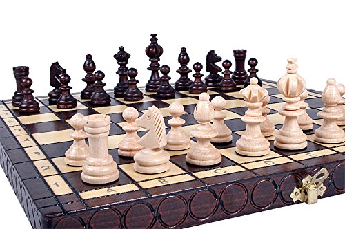 Abio Schachspiel Olympic MEDIUM 35x35cm Holz Schachbrett Hochwertig Klappbare Brettspiele Schach Spiel Reisespiele Set Spiele für Erwachsene Chess Board Olympic MEDIUM 122A von Abio