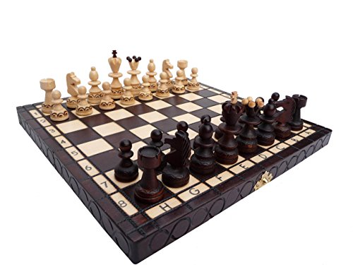Abio Schachspiel Perle KLEIN 30x30cm Holz Schachbrett Hochwertig Klappbare Brettspiele Schach Spiel Reisespiele Set Spiele für Erwachsene Chess Board Perle KLEIN 134 von Abio