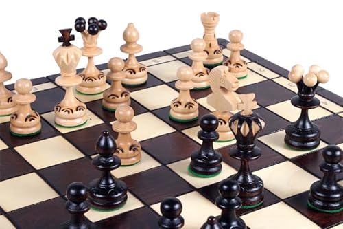 Abio Schachspiel Perle MEDIUM 35x35cm Holz Schachbrett Hochwertig Klappbare Brettspiele Schach Spiel Reisespiele Set Spiele für Erwachsene Chess Board Perle MEDIUM 134A von Abio