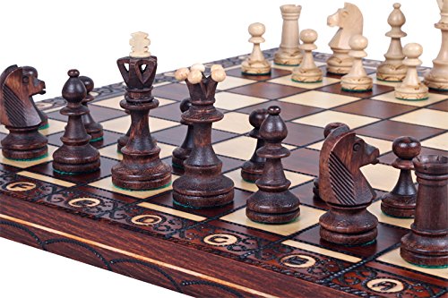 Abio Schachspiel Senator 41x41cm Holz Schachbrett Hochwertig Klappbare Brettspiele Schach Spiel Reisespiele Set Spiele für Erwachsene Chess Board Senator 125 von Abio