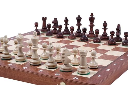 Abio Schachspiel Turnier 3 35x35cm Holz Schachbrett Hochwertig Klappbare Brettspiele Schach Spiel Reisespiele Set Spiele für Erwachsene Chess Board Turnier 3 93 von Abio