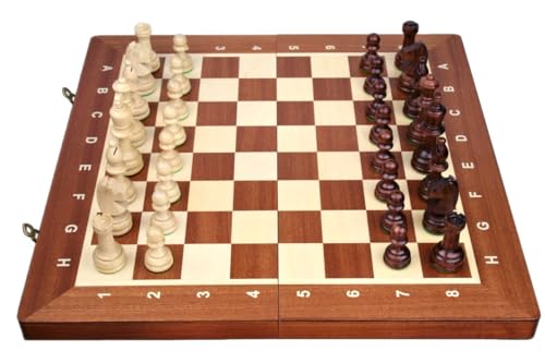 Abio Schachspiel Turnier 4 42x42cm Holz Schachbrett Hochwertig Klappbare Brettspiele Schach Spiel Reisespiele Set Spiele für Erwachsene Chess Board Turnier 4 94 von Abio