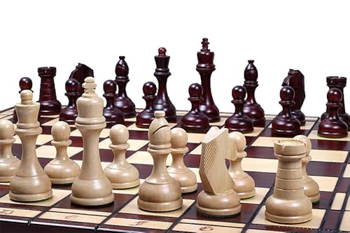 Abio Schachspiel Turnier 8 55x55cm Holz Schachbrett Hochwertig Klappbare Brettspiele Schach Spiel Reisespiele Set Spiele für Erwachsene Chess Board Turnier 8 98 von Abio