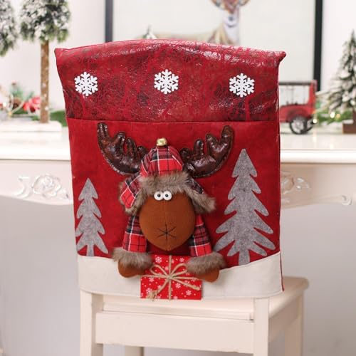 Festliches Kunstleder-Cartoon-Puppenstuhl-Set für Weihnachtstischdekoration und kreative Rollenspielaktivitäten (Elch) von Ableholy