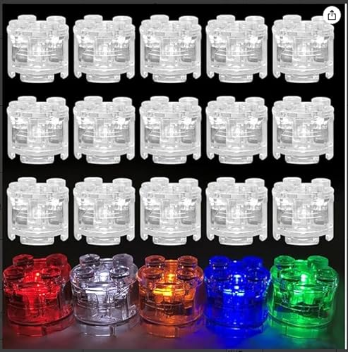 Abnaok 15 Stück Leuchtende Bausteine, 2x2 LED Leuchtsteine, Transparent Runde Bausteine Lampe, Bausteinteile Set Spielzeug, Kompatibel mit Allen Großen Marken von Bausteinen Abnaok 15 Stück Leuchtende Bausteine, 2x2 LED Leuchtsteine, Transparent Runde Bausteine Lampe, Bausteinteile Set Spielzeug, Kompatibel mit Allen Großen Marken von Bausteinen von Abnaok