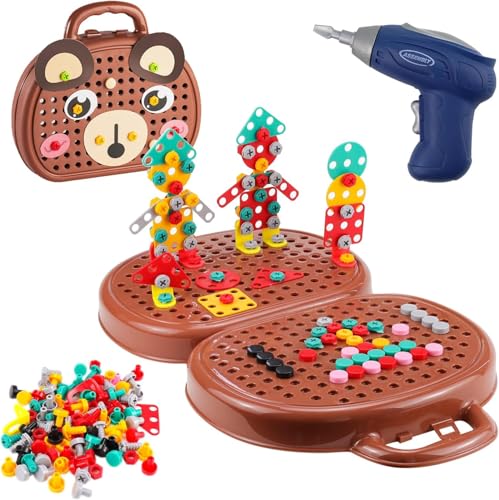 Abnaok Montessori Play Toolbox, Montessori Spielzeugkiste Steckspiel Mit Bohrmaschine Montessori Spielzeug ab 3 Jahre,3D Puzzle Mosaik Toy Creativity Tool Box with Drill für Kinder von 3-12 Jahren Abnaok Montessori Play Toolbox, Montessori Spielzeugkiste Steckspiel Mit Bohrmaschine Montessori Spielzeug ab 3 Jahre,3D Puzzle Mosaik Toy Creativity Tool Box with Drill für Kinder von 3-12 Jahren von Abnaok