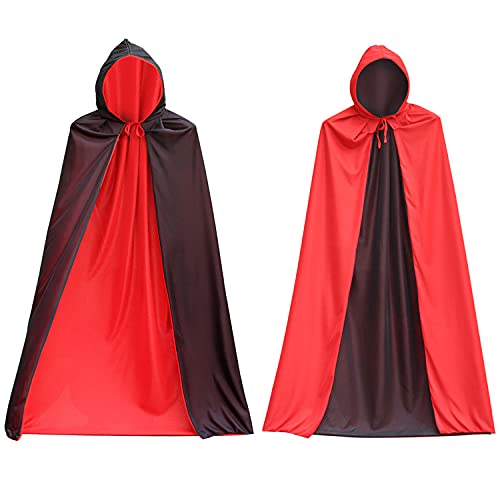 Abnaok Vampir Umhang 180CM, Faschingskostüme Damen, Vampir Kostüm Damen, Unisex Umhang mit Kapuze, Halloween Umhang für Erwachsene Kinder Cosplay Vampir Kostüm Halloween Kostüm von Abnaok