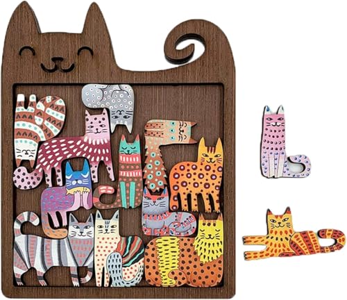 Katzen Holzpuzzle, Super Herausfordernde Kätzchenpuzzles Holzpuzzles Katze Geschenke für Frauen, Kätzchen Ornament Holzpuzzles Verrückte Katze Dame Geschenke Katzen Holzpuzzle, Super Herausfordernde Kätzchenpuzzles Holzpuzzles Katze Geschenke für Frauen, Kätzchen Ornament Holzpuzzles Verrückte Katze Dame Geschenke von Abnaok