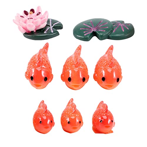Aboiled 8 Stueck/Los Rot Fisch Miniaturfiguren dekorative Mini Fee Gartentiere Moos Micro-Landschaft Ornamente Harz Baby Spielzeug von Aboiled