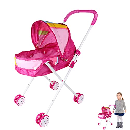 Abonda Puppenwagen, realistischer 2-in-1-Baby-Kinderwagen für Puppen, abnehmbarer Spielzeugwagen mit einziehbarem Baldachin und weichem Griff, langlebiges Babybett für Puppenspielzeug von Abonda