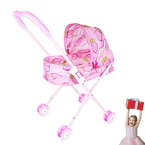 Abonda Puppenwagen, realistischer 2-in-1-Baby-Kinderwagen für Puppen, abnehmbarer Spielzeugwagen mit einziehbarem Baldachin und weichem Griff, langlebiges Babybett für Puppenspielzeug von Abonda