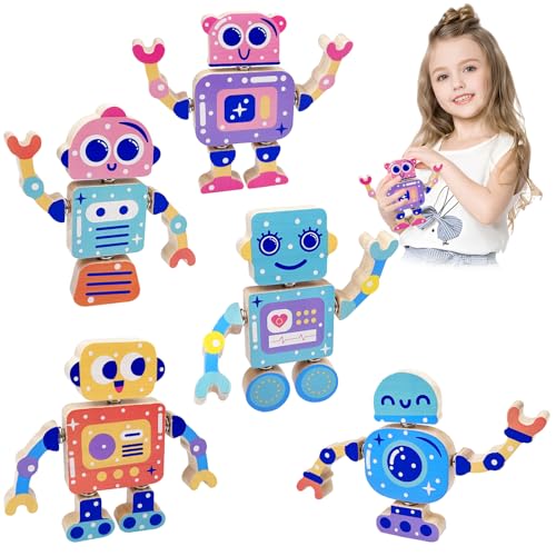 Absyrony Bauklötze Holz Montessori Spielzeug ab 3 Jahre, Roboter Holzspielzeug, Konstruktionsspielzeug mit Buttons, Motorikspielzeug Werkzeug Kinder, Holzspielzeug Geschenk für Jungen und Mädchen Absyrony Bauklötze Holz Montessori Spielzeug ab 3 Jahre, Roboter Holzspielzeug, Konstruktionsspielzeug mit Buttons, Motorikspielzeug Werkzeug Kinder, Holzspielzeug Geschenk für Jungen und Mädchen von Absyrony