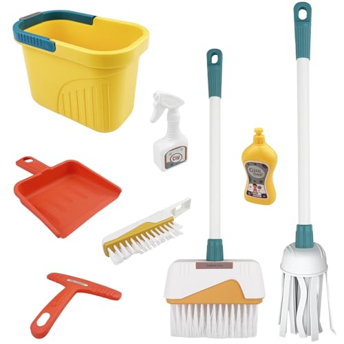 Absyrony Kinder putzset, kinderbesen Set, wischmop kehrset, Kids Cleaning Toy Set, 8-teilige Haushaltsspielzeug Rollenspiele Set, Spielzeug für Kinder ab 3 Jahren, Für Innen und Außenbereich geeignet Absyrony Kinder putzset, kinderbesen Set, wischmop kehrset, Kids Cleaning Toy Set, 8-teilige Haushaltsspielzeug Rollenspiele Set, Spielzeug für Kinder ab 3 Jahren, Für Innen und Außenbereich geeignet von Absyrony