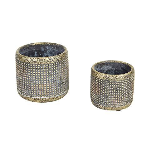 Moderner Metallischer Zementblumentopf (2er Set) von Accent Plus