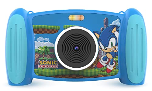 Accutime SNCC3009 Interaktive Kinderkamera Sonic, 5MP Foto, 1080p Videoauflösung, 4-Fach Zoom, 5 lustige Filter & Special Effekts, 4 Coole Spiele, 2in1 Bildschirm, mit Micro SD Karte, blau von Accutime