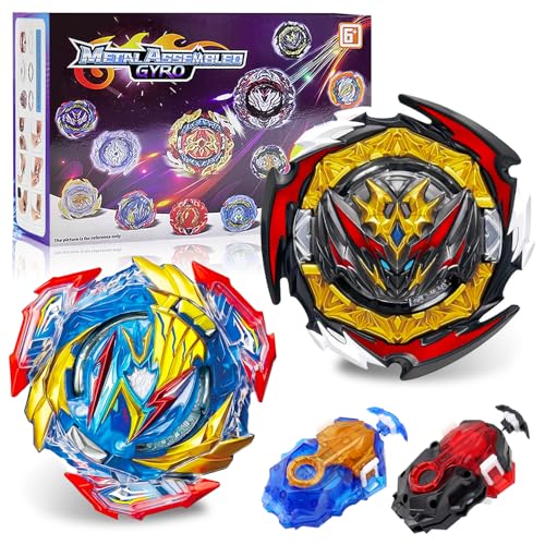 2 in1 Bey Burst Set, 4D Metal Fusion Kreisel mit Starter, Kampfkreisel Geschenk für Weihnachten, Geburtstag, Kreisel für Kinder ab 6 Jahren von Acebwhtoy