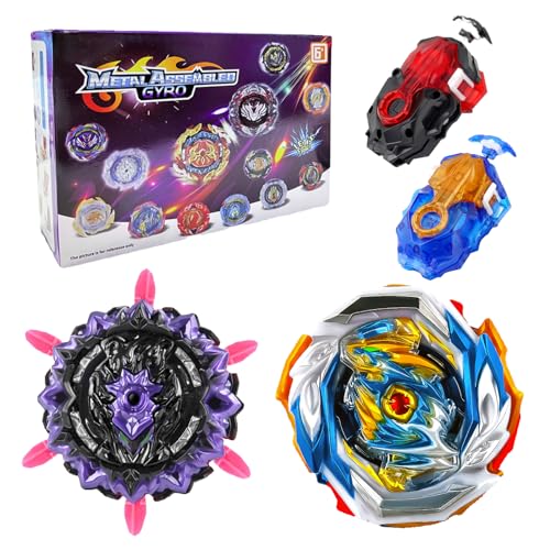 Acebwhtoy 2 in 1 Bey Burst Starter Blade Set, 4D Bey Metal Fusion Blade mit Launcher, Geschenk zum Kindertag, Weihnachten, Geburtstag, Kreisel für Kinder ab 6 Jahren (169+154) von Acebwhtoy