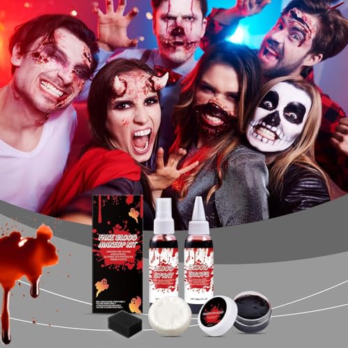 Aceirropy Halloween Blut Make Up | Waschbare Realistische Kunstblut Mit Reinigungsseife - Grusel Kostümzubehör Für Zombie Vampir Rollenspiel Bühne Streich Fotos Aceirropy Halloween Blut Make Up | Waschbare Realistische Kunstblut Mit Reinigungsseife - Grusel Kostümzubehör Für Zombie Vampir Rollenspiel Bühne Streich Fotos von Aceirropy
