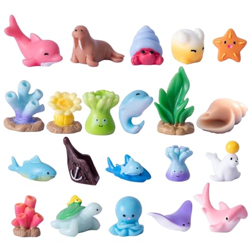Aceirropy Meereslebewesen Figuren | Einundzwanzig Wasser Tierfiguren Set,Harz Realistisch Niedlich Interaktiv Bunt Detailreich Aquatisch Für Lebensraum-Projekte von Aceirropy