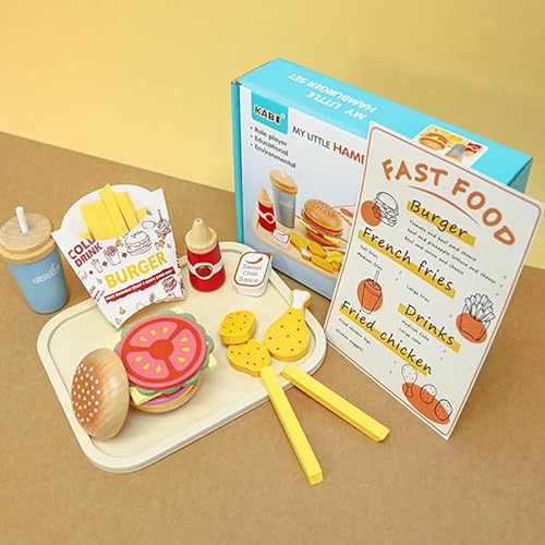 Acelane Kinderküche Zubehör, Holz Kinder Lebensmittel Spielzeug Set, Fast Food Hamburger Pommes Shop Zubehör, für Jungen Mädchen ab 3 Jahren Rolle Spielen Geschenk Acelane Kinderküche Zubehör, Holz Kinder Lebensmittel Spielzeug Set, Fast Food Hamburger Pommes Shop Zubehör, für Jungen Mädchen ab 3 Jahren Rolle Spielen Geschenk von Acelane