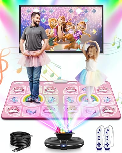 Acelufly Flanell-Tanzmatte, Einhorn Doppeltanzmatten für TV mit Kamera, rutschfeste Tanzunterlage mit kabellosem Controller, Geburtstagsgeschenke für Kinder Erwachsene Mädchen (Rosa) von Acelufly