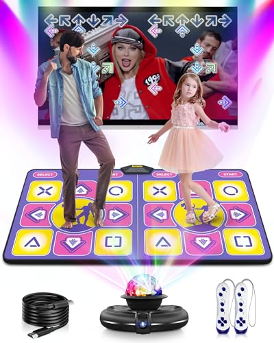 Acelufly Doppel-Tanzmatte, Elektronische Fitness-Tanzmatte für TV Mit Kamera, Rutschfeste Tanzspielzeug für Kinder und Erwachsene, Geschenke für Mädchen Jungen 3-12 Jahre (Lila) von Acelufly
