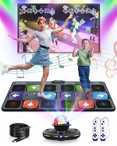 Acelufly Tanzmatte für Kinder - Tanzmatten für den TV mit HD-Kamera, Anti-Rutsch-Spielmatte für den Innenbereich mit 2 drahtlosen Controllern & bunter Discokugel, Geschenk für Jungen, Mädchen Acelufly Tanzmatte für Kinder - Tanzmatten für den TV mit HD-Kamera, Anti-Rutsch-Spielmatte für den Innenbereich mit 2 drahtlosen Controllern & bunter Discokugel, Geschenk für Jungen, Mädchen von Acelufly