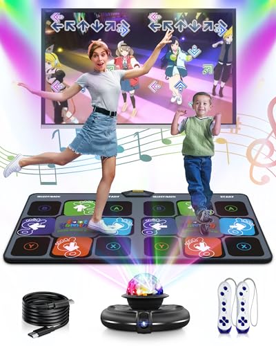 Acelufly Tanzmatte für Kinder - Tanzmatten für den TV mit HD-Kamera, Anti-Rutsch-Spielmatte für den Innenbereich mit 2 drahtlosen Controllern & bunter Discokugel, Geschenk für Jungen, Mädchen von Acelufly