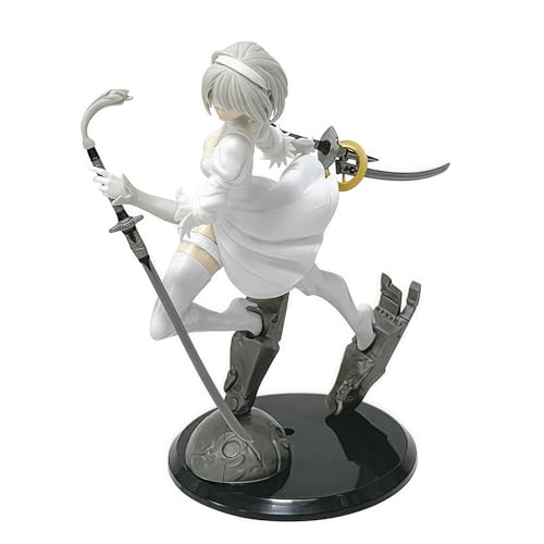 Acfigure 2Byorha 2Bautomata Nr. 2 Typ B Figur Spiel Anime NieR 2B Figuren PVC Statue Schwarz und Weiß Kampfhaltung Modell für Dekoration Display und Sammlerstück Geschenk (weiß) von Acfigure