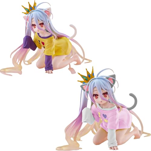 Acfigure Schwi Dola Yuu Kamiya 10 cm Figur No-Game No Life Anime kniende Position Dola Schwi gelb/rosa Kleidung Figuren PVC Statue Animationsmodell für Dekoration und Geschenk (2 Stück) von Acfigure