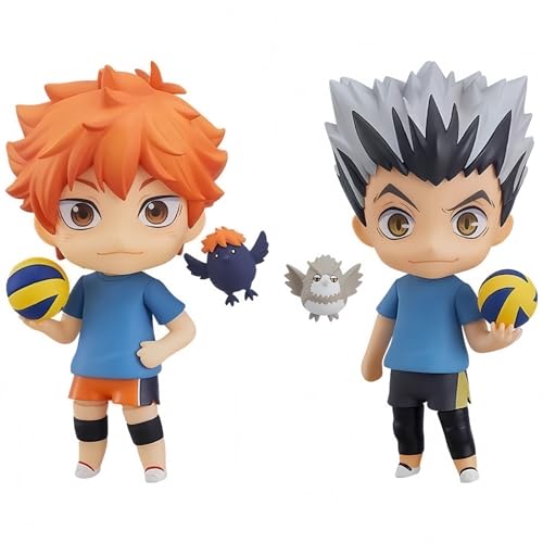 Anime Hinata Shoyo Kotaro Bokuto Figur Statue Haikyuu Actionfigur 10cm Mobile Joint Cartoon Charakter Zubehör PVC Modell für Desktop Dekoration Kollektionen (Hinata Shoyo und Kotaro Bokuto) von Acfigure