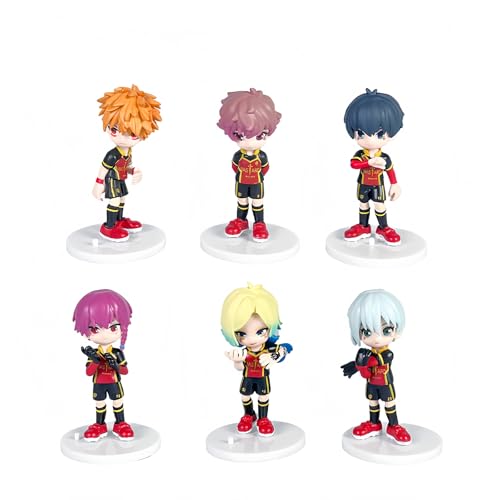 Blue Lock Anime Figur Stehende Haltung 9,5 cm Modell 6-teiliges Set Isagi Yoichi Actionfigur PVC-Statue für Desktop-Dekorationssammlungen (Rot) von Acfigure