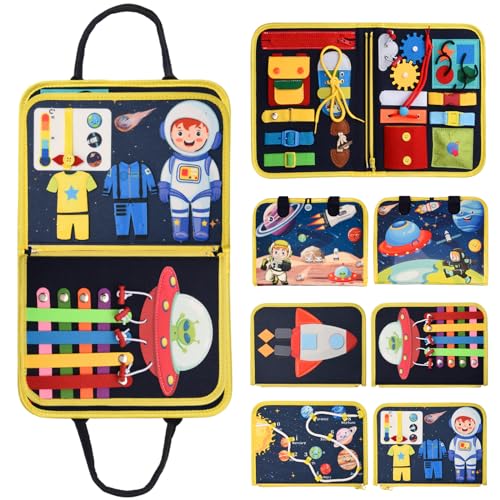 Achiyway Montessori Busy Board ab 1 Jahr, 4-Schichten Activity Board für Kleinkinder Baby ab 1 2 3 4 Jahre mit Lernspielzeug,Feinmotorik, Puzzle und Angeln Spiele, Geschenk Kind 1-4 Jahre von Achiyway