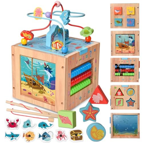 Achiyway Motorikwürfel ab 1 Jahr, 7 in 1 Aktivitätswürfel Baby aus Holz, Motorikspielzeug Montessori Spielzeug mit Abakus, Puzzle, Perlenlabyrinth und Angeln Spiele für Kleinkinder Baby ab 2 3 Jahre Achiyway Motorikwürfel ab 1 Jahr, 7 in 1 Aktivitätswürfel Baby aus Holz, Motorikspielzeug Montessori Spielzeug mit Abakus, Puzzle, Perlenlabyrinth und Angeln Spiele für Kleinkinder Baby ab 2 3 Jahre von Achiyway