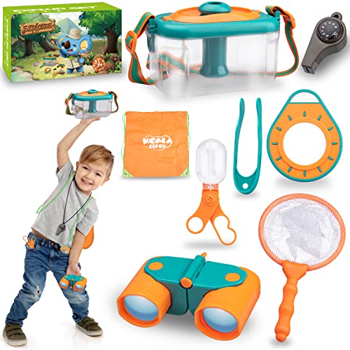 Forscherset für Kinder, Outdoor Exploration Spielzeug mit 3 in 1 Pfeife, Thermometer, Fernglas, Kompass, Lupe, Bug Viewer, Pinzette, Draussen Entdeckerspielzeug Set für kinder Familienspiele im Freien von Achiyway