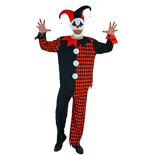 Achlibe Halloween Clown Kostüm für Erwachsene Gruselig Killer Kostüm mit Hut Set Horror Cosplay Outfits (Rot, L) von Achlibe