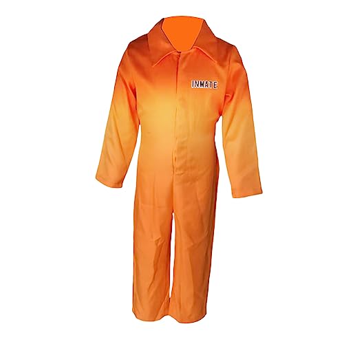 Achlibe Orangefarbener Gefängnis-Overall, Kostüme, Buchstabendruck, langärmelig, Gefängnis, Overall, Rollenspiel, Party, Cosplay, Outfits (Kinder, Orange, 100) von Achlibe