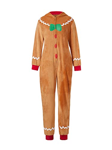 Achlibe Weihnachtskostüm für Erwachsene, Lebkuchen, langärmelig, Reißverschluss, Kapuzenanzug, Rollenspiel, Cosplay, braun, XXL Achlibe Weihnachtskostüm für Erwachsene, Lebkuchen, langärmelig, Reißverschluss, Kapuzenanzug, Rollenspiel, Cosplay, braun, XXL von Achlibe