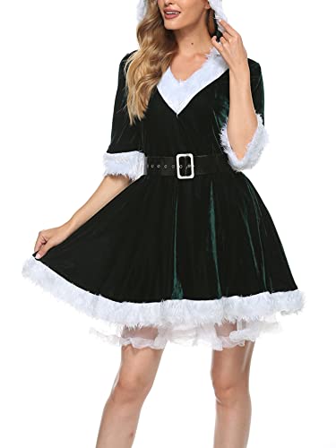 Frauen Mrs Santa Claus Kostüm Weihnachten Verkleidung Plüsch V-Ausschnitt Samt Cosplay Kleid Xmas Outfit, A-b-grün, 42 Frauen Mrs Santa Claus Kostüm Weihnachten Verkleidung Plüsch V-Ausschnitt Samt Cosplay Kleid Xmas Outfit, A-b-grün, 42 von Achlibe