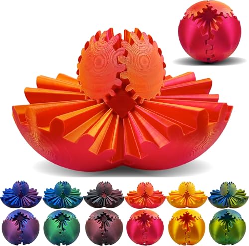 Ackygetrich Gear Sphere 3D Getriebe, Getriebe, Anti-Stress-Spielzeug für ADHS, Stressabbau, Stressabbau, Angstzustände, Schreibtisch-Spielzeug (Orange Rot) von Ackygetrich