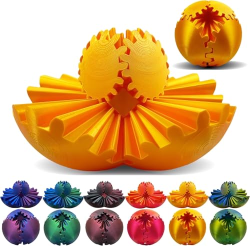 Ackygetrich Gear Sphere Getriebe, 3D Getriebe, Stressabbau Spielzeug für ADHS, Stressabbau, Angstzustände, Schreibtisch-Spielzeug (Gelb) von Ackygetrich