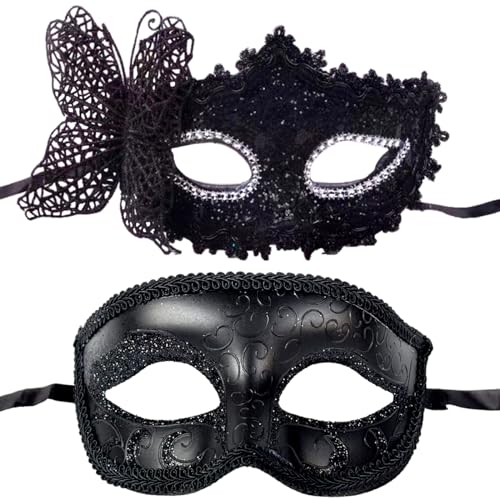 AcoKu Karneval-Maske, Maskerade-Halbgesichtsmaske, dreidimensionale schwarze hübsche Schmetterlingsmaske, Erwachsenenparty, Männer und Frauen von AcoKu